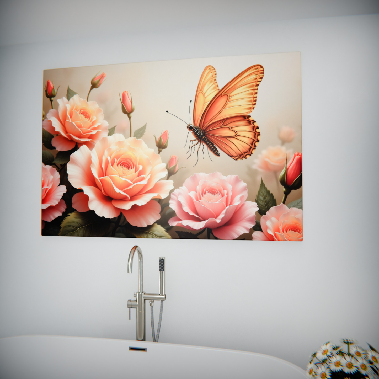 Golden Butterfly and Rose Harmony