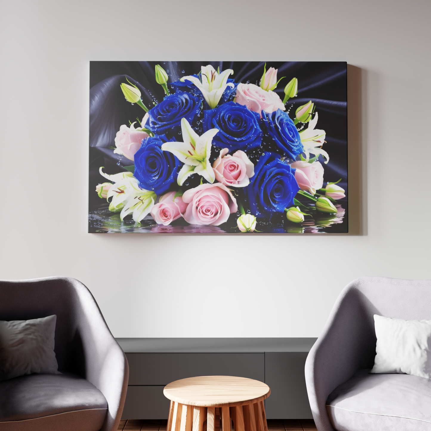Floral Symphony of Blue and Pink