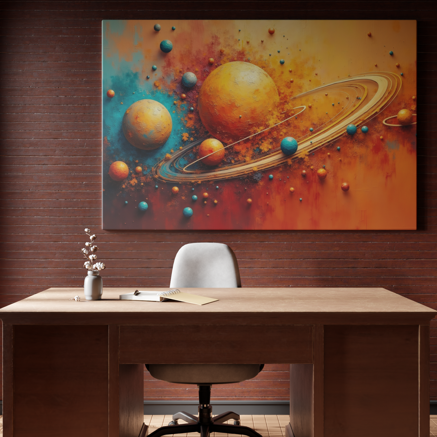 Galactic Harmony in Sunset Tones