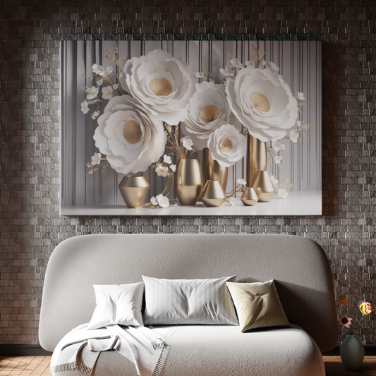 Ethereal Blossoms and Golden Vessels