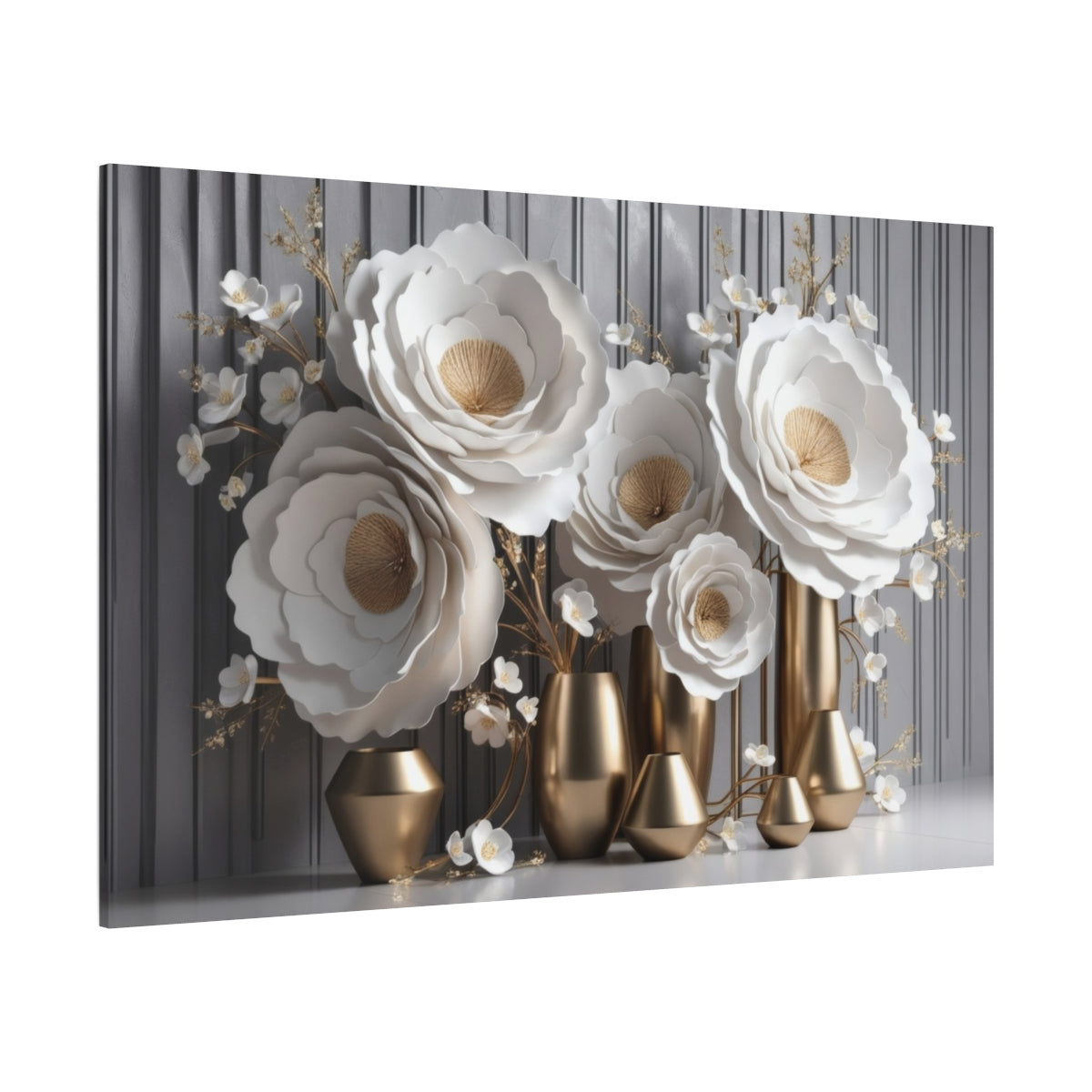 Ethereal Blossoms and Golden Vessels