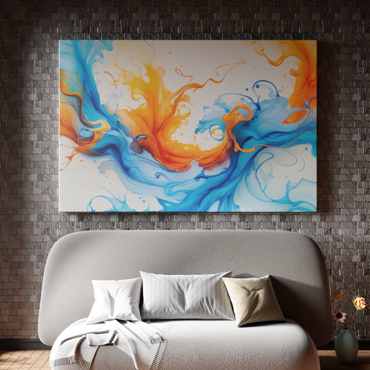 Energetic Swirls of Blue and Orange