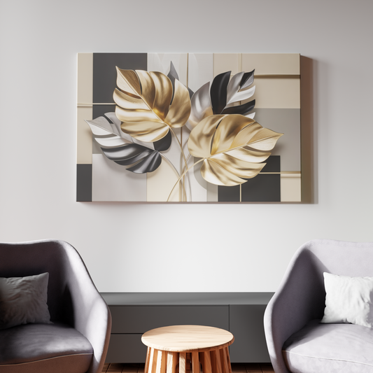 Golden Leaves on Geometric Canvas