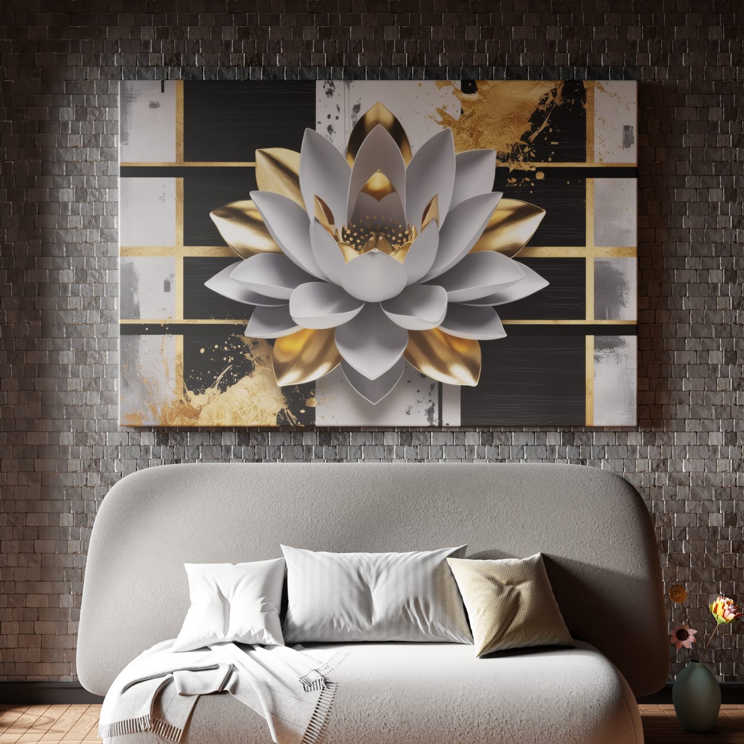 Lotus Elegance in Metallic Harmony
