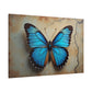 Ethereal Blue Butterfly on Antique Canvas