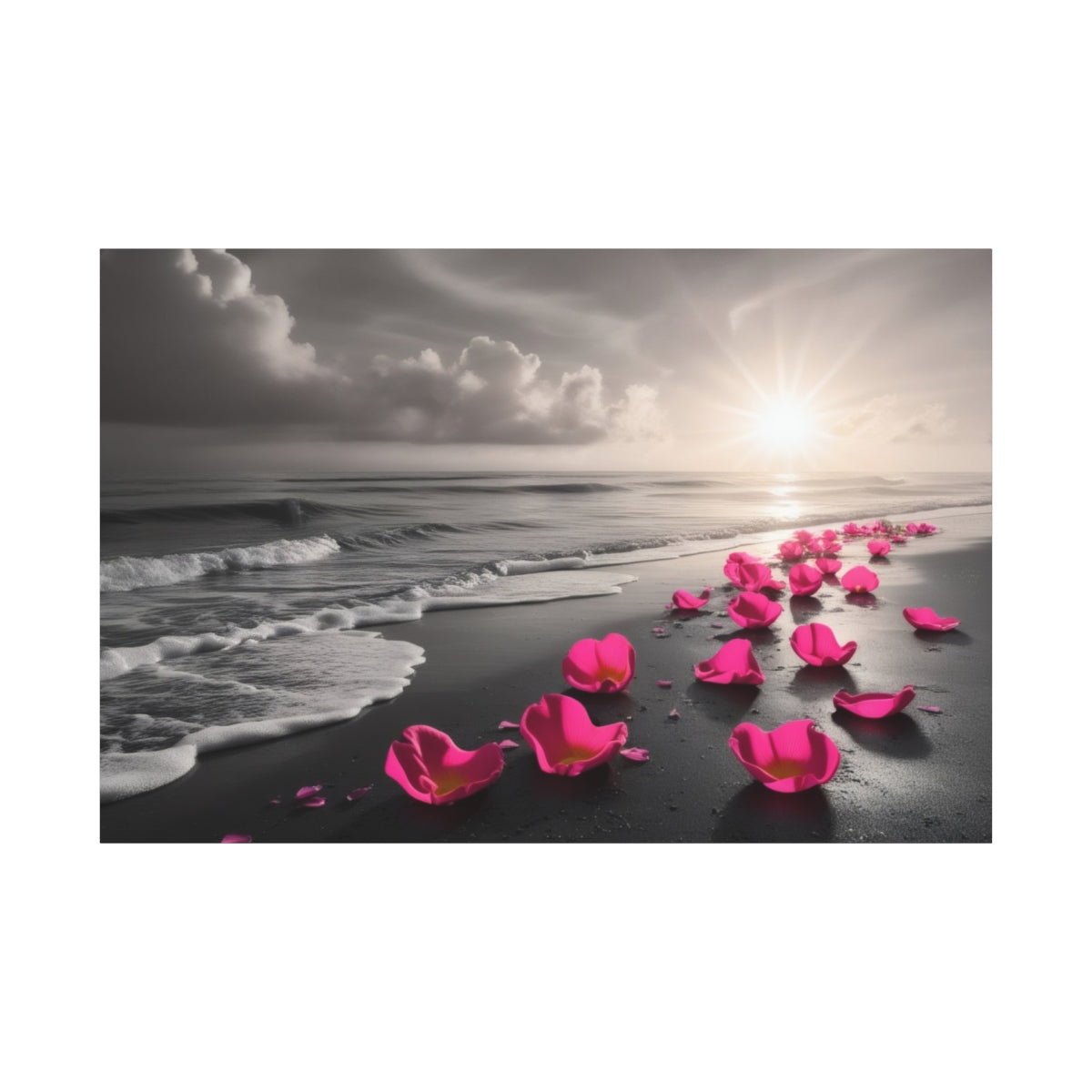 Monochrome Serenity with Rose Petals