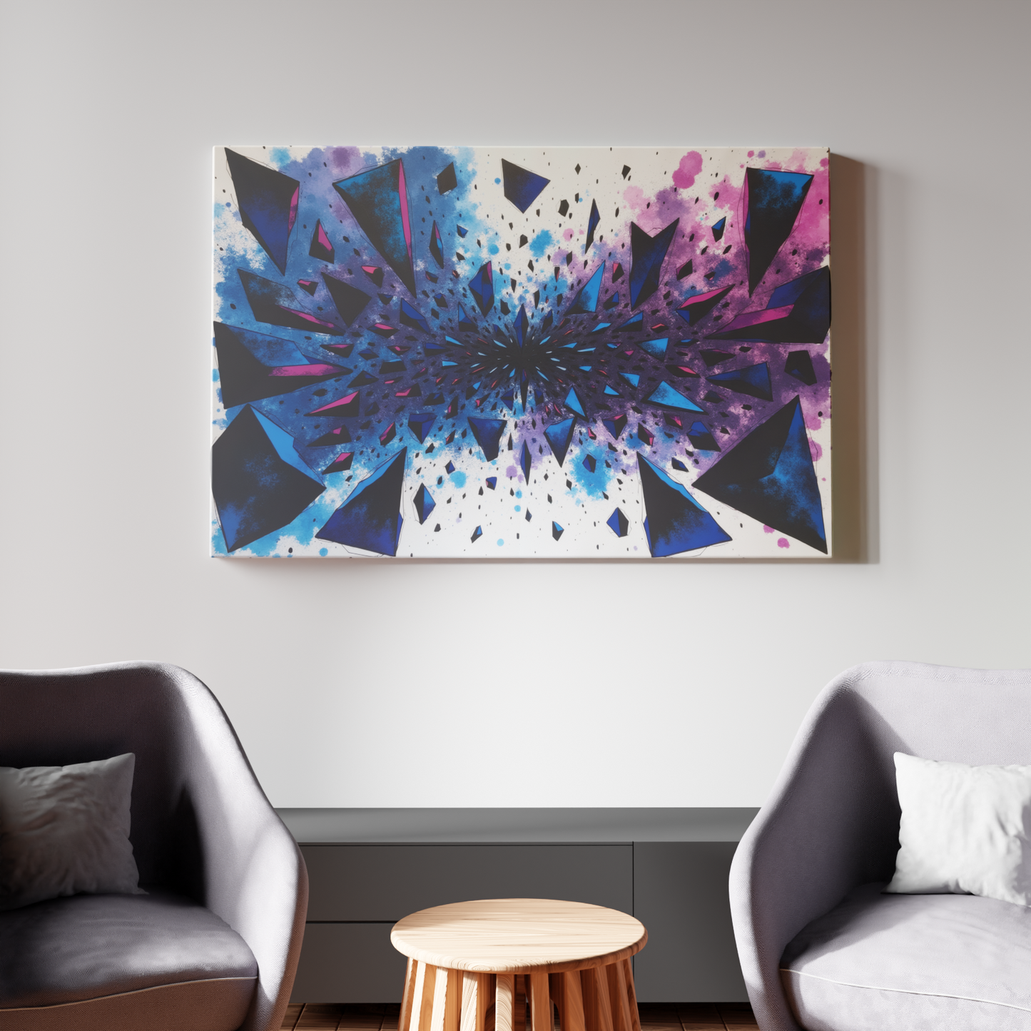Prismatic Explosion: Vibrant Geometric Burst