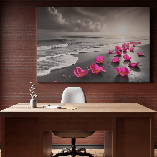 Monochrome Serenity with Rose Petals