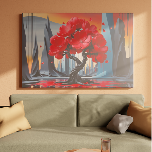 Crimson Blossom in a Surreal Realm
