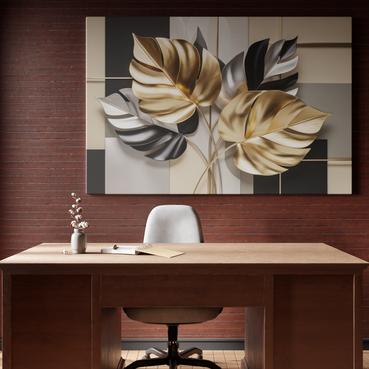 Golden Leaves on Geometric Canvas