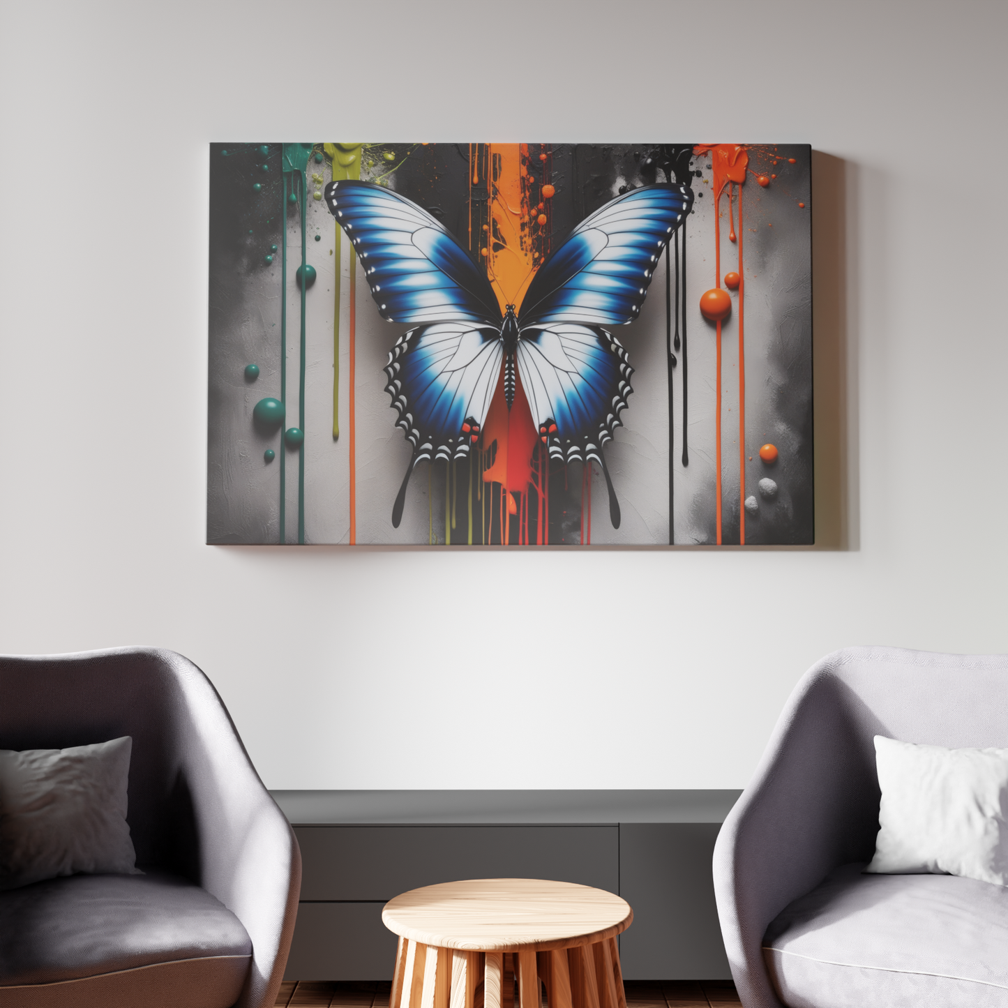 Vibrant Butterfly on Abstract Canvas