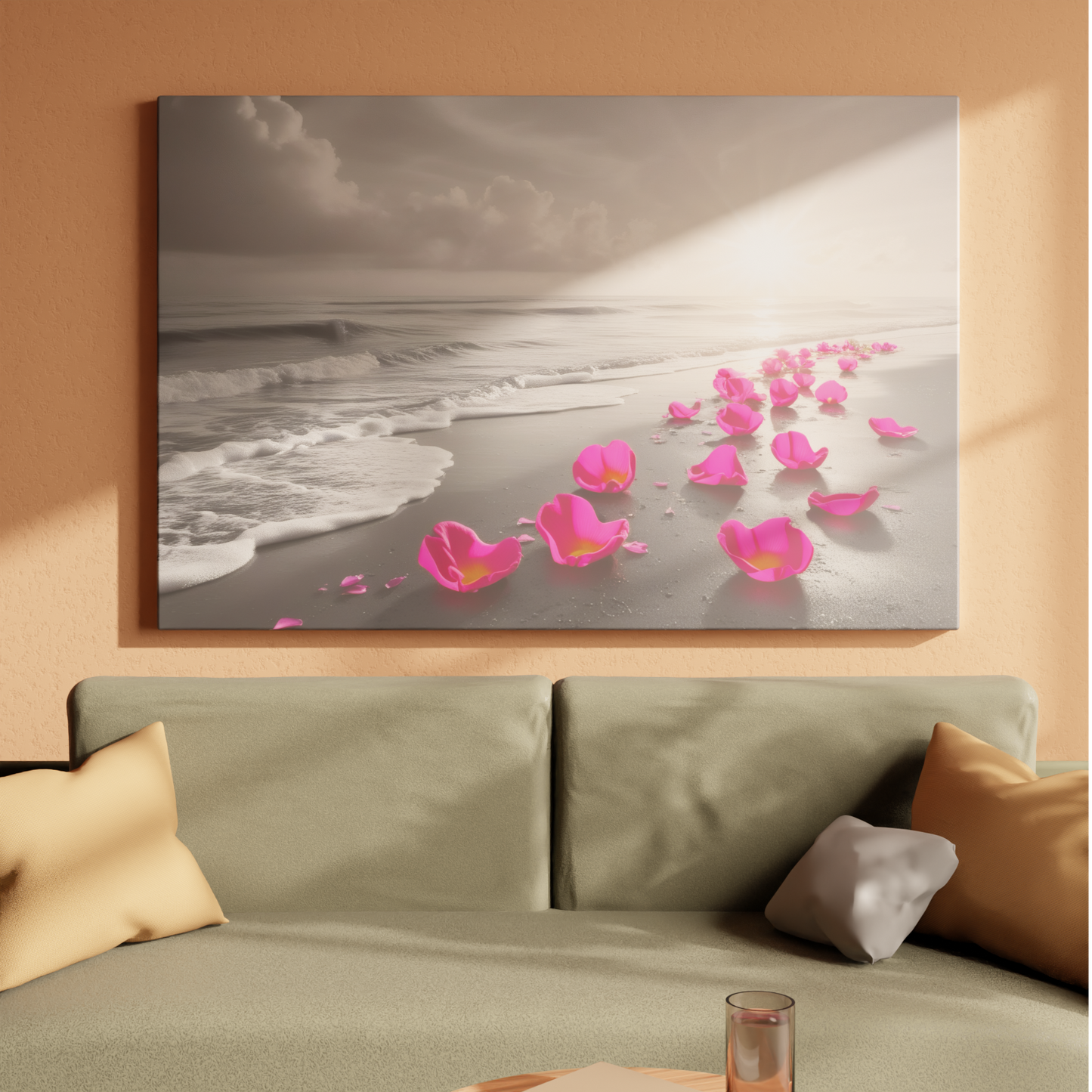 Monochrome Serenity with Rose Petals