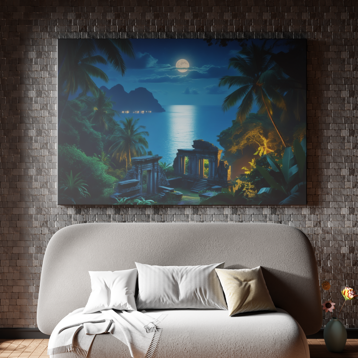 Moonlit Ruins by the Sea