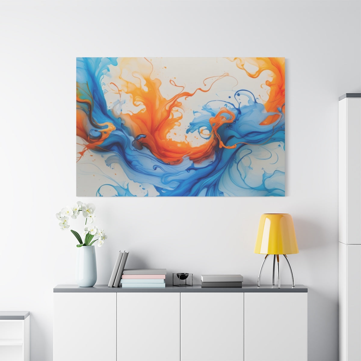 Energetic Swirls of Blue and Orange