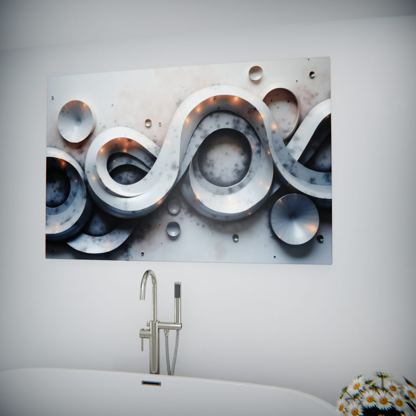 Ethereal Flow of Silver Waves