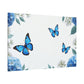 Blue Butterfly Dance Amid Blossoms