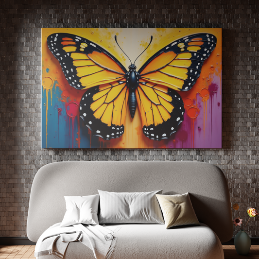 Vibrant Monarch on Splashing Hues