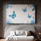 Blue Butterfly Dance Amid Blossoms