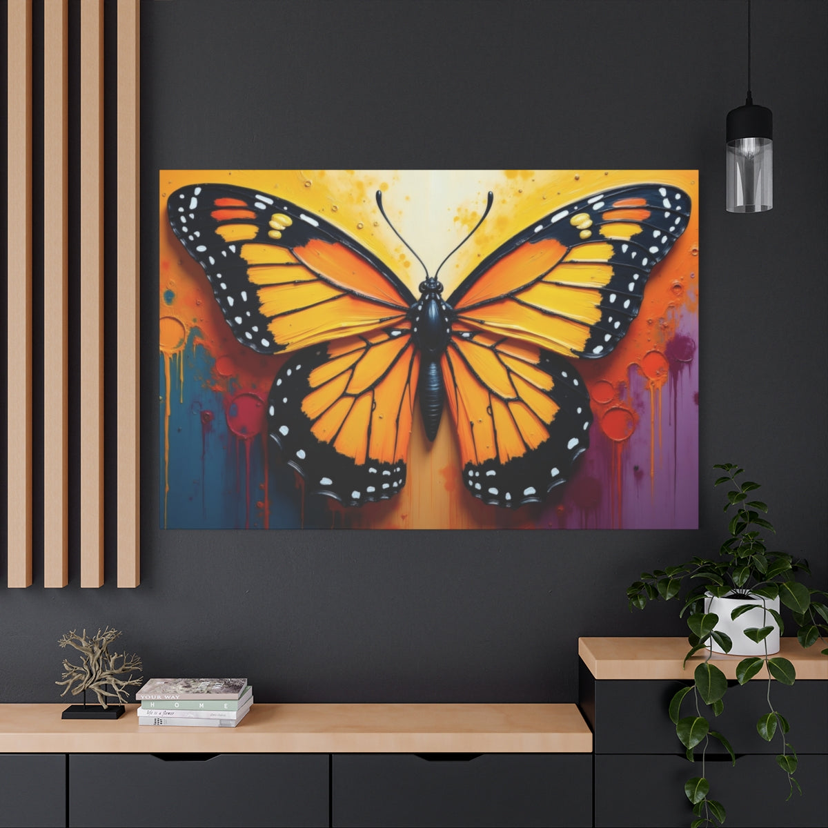 Vibrant Monarch on Splashing Hues