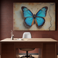 Ethereal Blue Butterfly on Antique Canvas