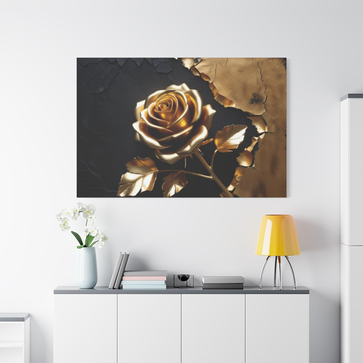 Golden Bloom Against Timeworn Texture