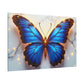 Glowing Azure Butterfly on Marble