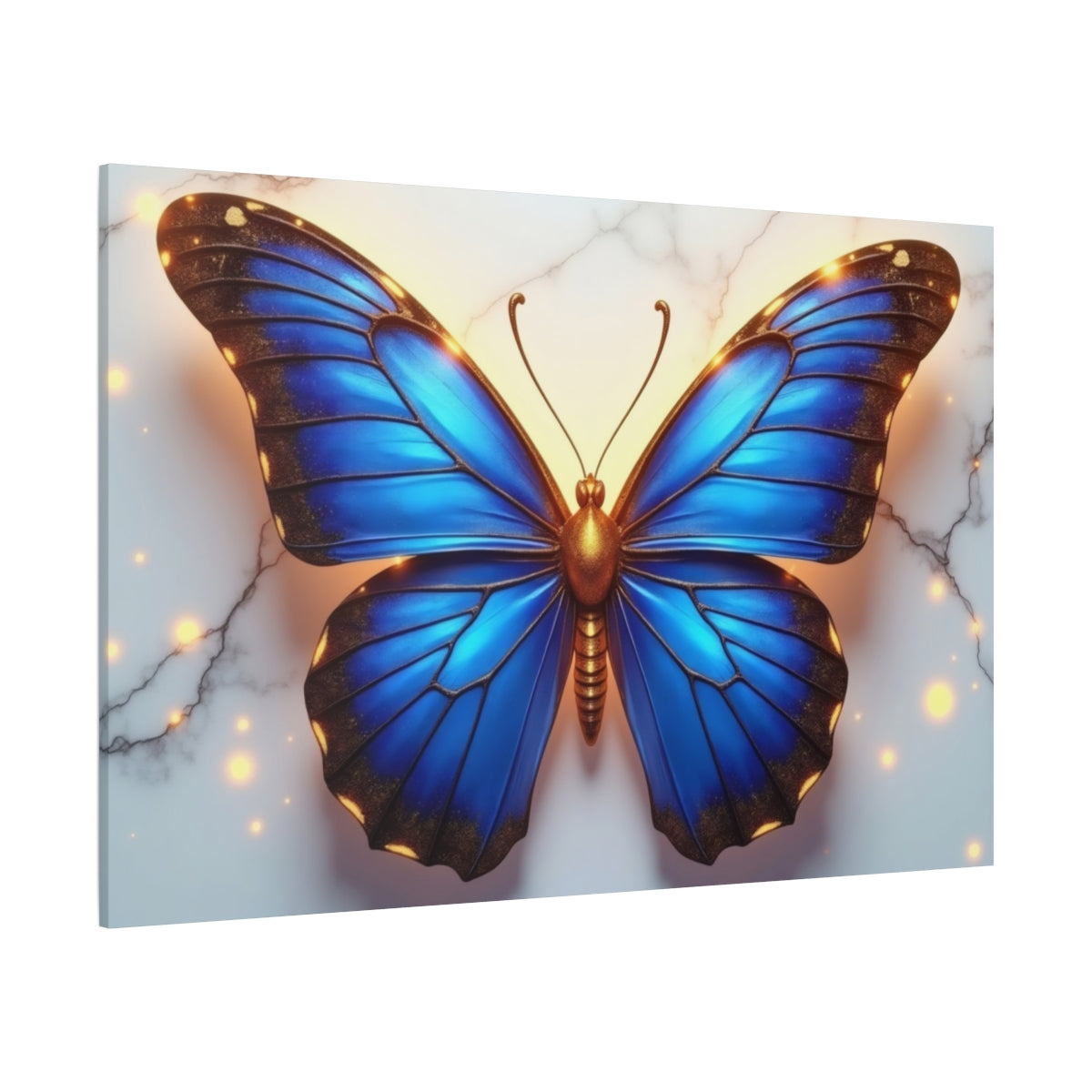 Glowing Azure Butterfly on Marble