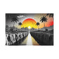Sunset Oasis: Bold Palms Meet Fiery Sky