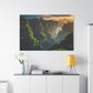 Misty Dawn over Verdant Cliffs