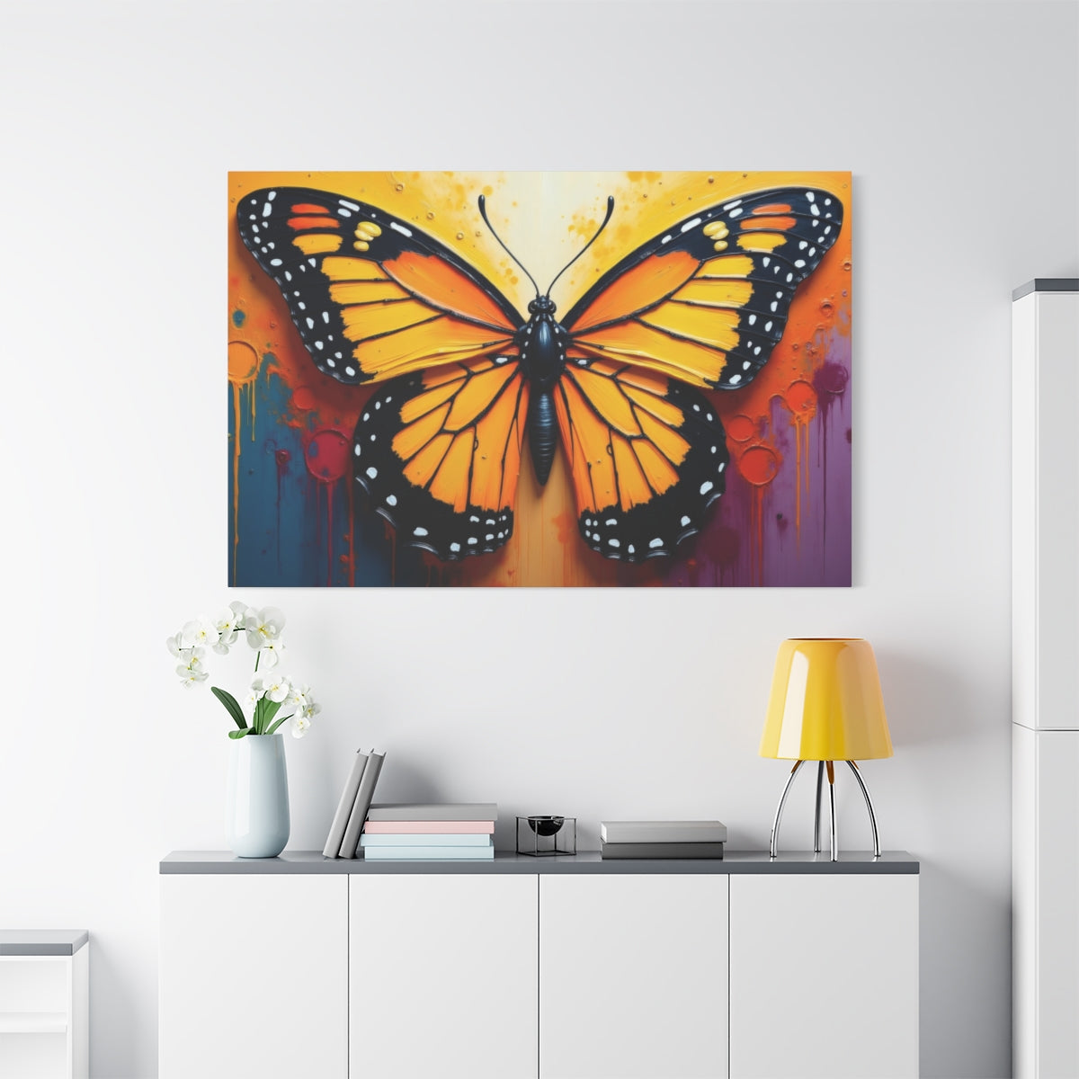 Vibrant Monarch on Splashing Hues