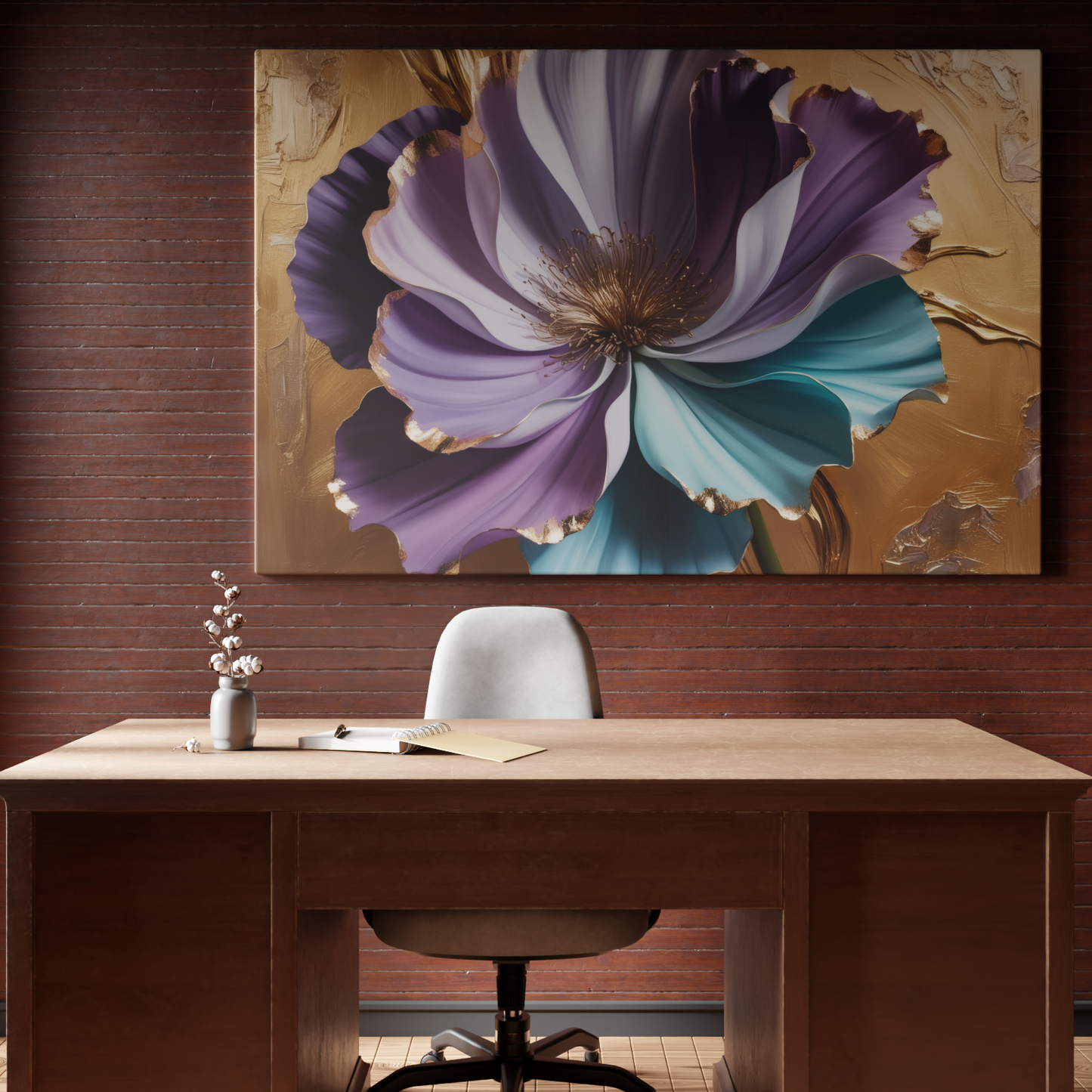 Floral Elegance: A Symphony in Gold and Lavender