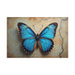 Ethereal Blue Butterfly on Antique Canvas