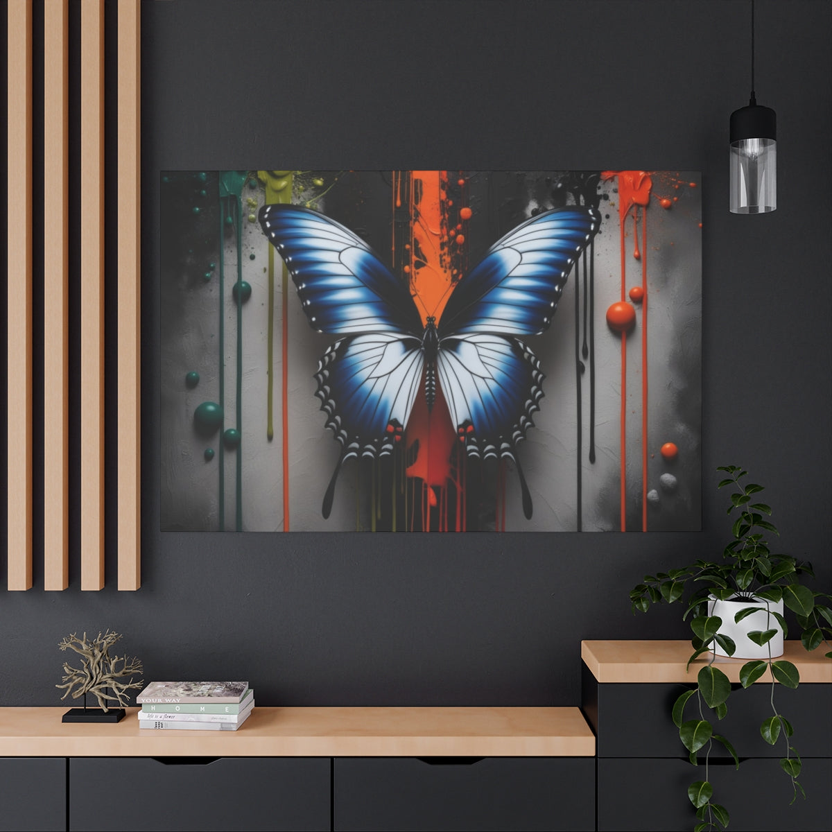 Vibrant Butterfly on Abstract Canvas