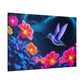 Ethereal Flight: Neon Blossoms and Hummingbird Dream