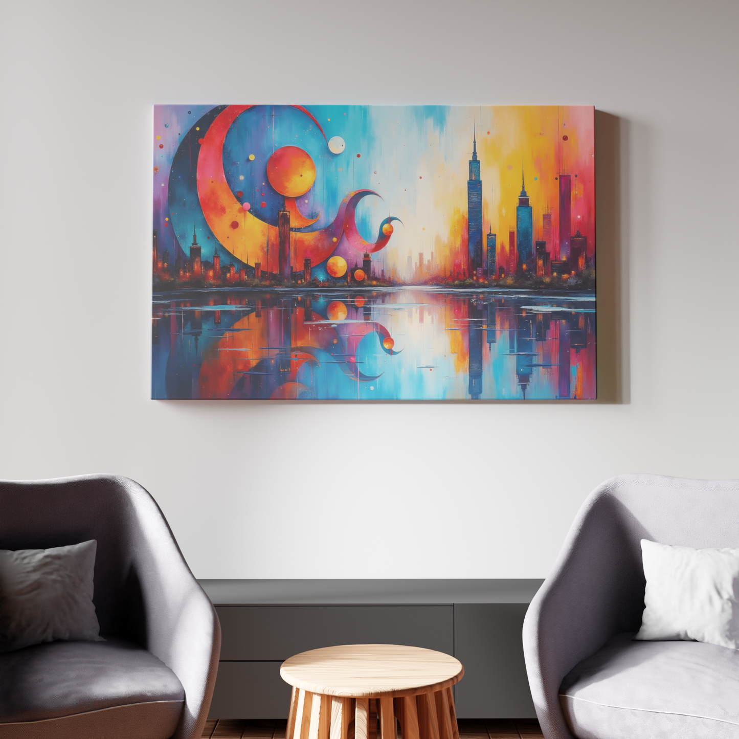 Cosmic Cityscape Reflections