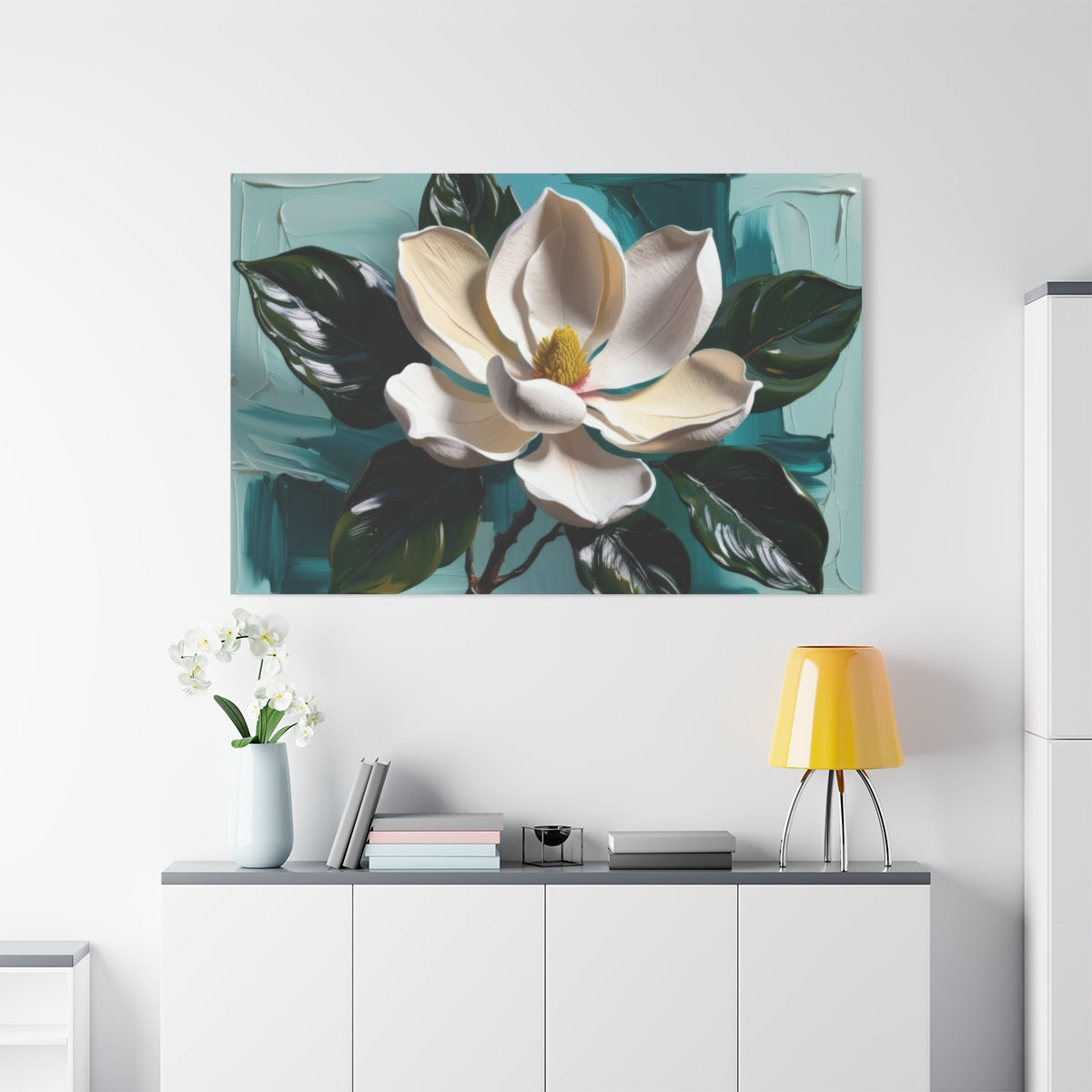 Magnolia Elegance on Teal