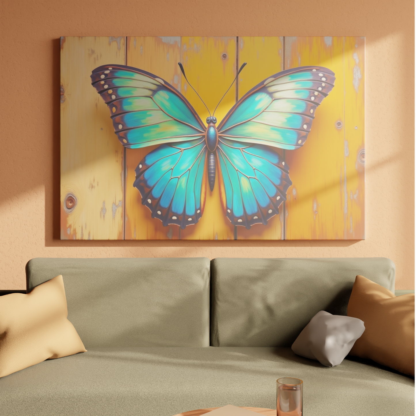 Vibrant Wings on Rustic Canvas
