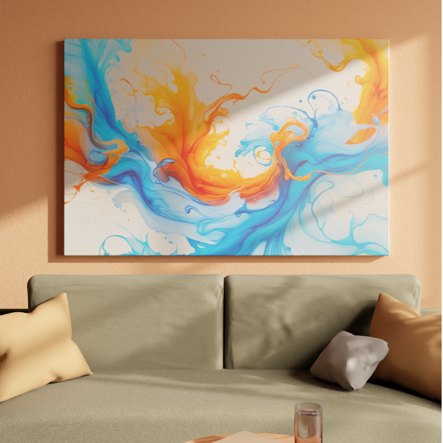 Energetic Swirls of Blue and Orange