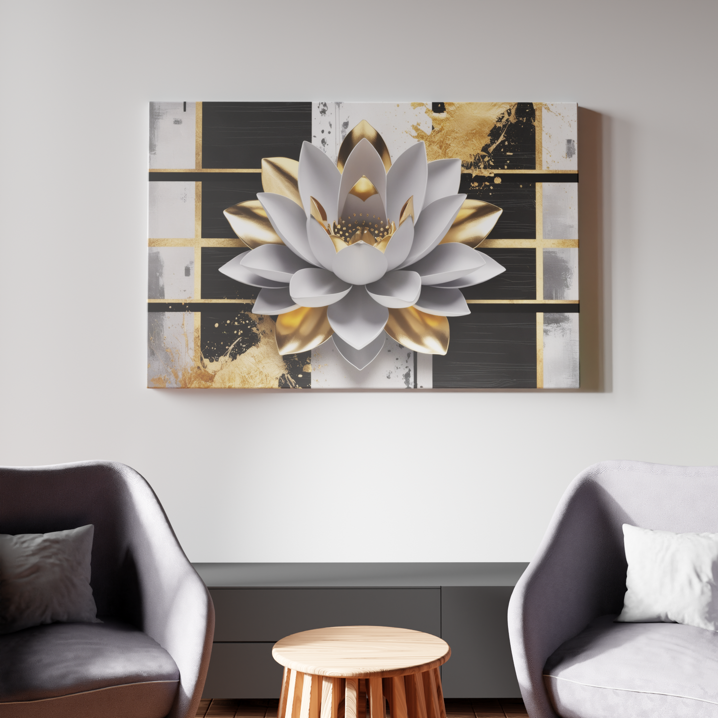 Lotus Elegance in Metallic Harmony