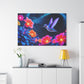 Ethereal Flight: Neon Blossoms and Hummingbird Dream