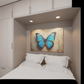 Ethereal Blue Butterfly on Antique Canvas