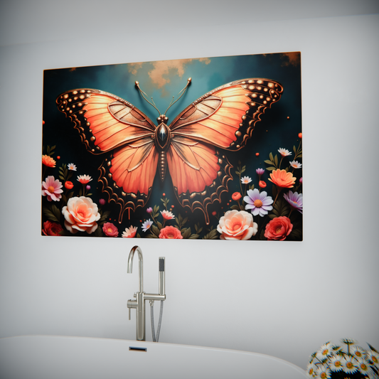 Golden Butterfly and Floral Symphony