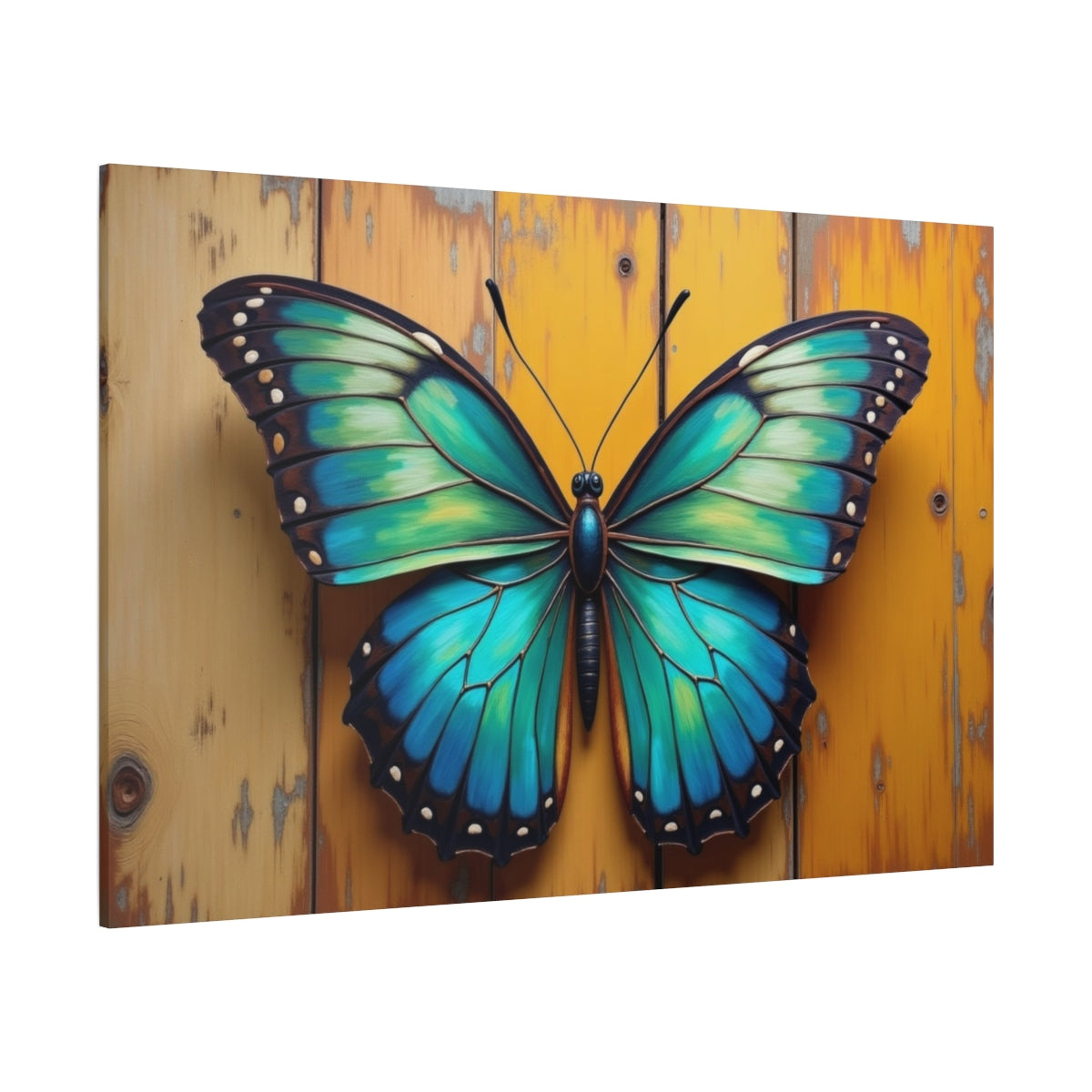 Vibrant Butterfly on Rustic Canvas