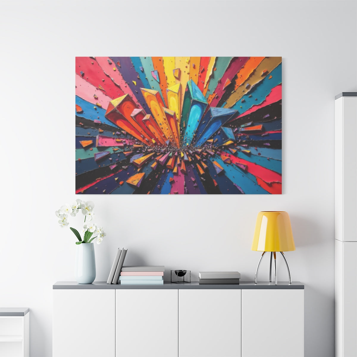 Explosive Spectrum: A Burst of Colorful Shapes