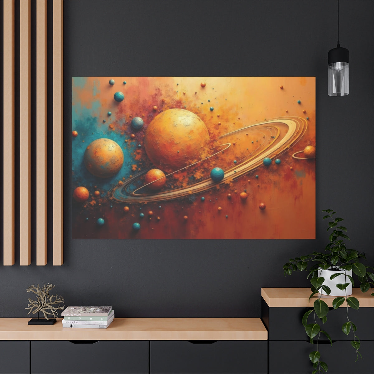 Galactic Harmony in Sunset Tones