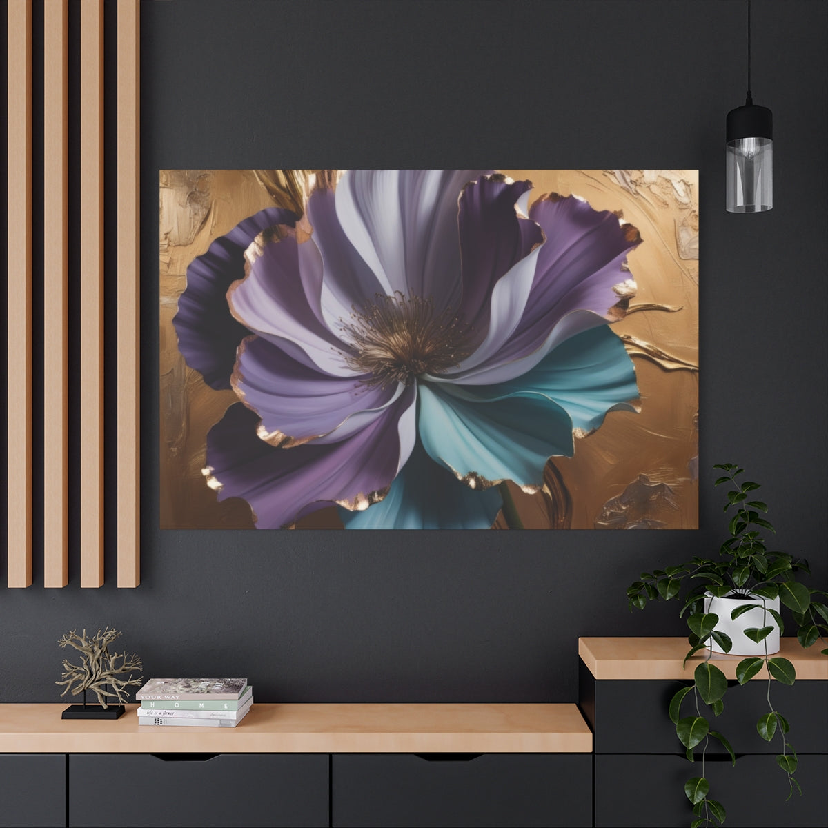 Floral Elegance: A Symphony in Gold and Lavender