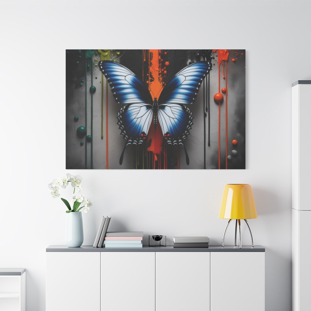 Vibrant Butterfly on Abstract Canvas