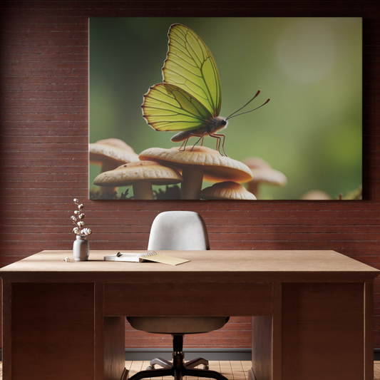 Butterfly Reverie on Forest Mushrooms
