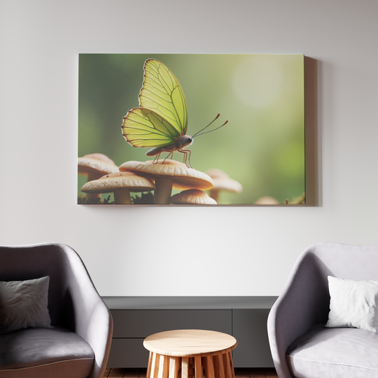 Butterfly Reverie on Forest Mushrooms
