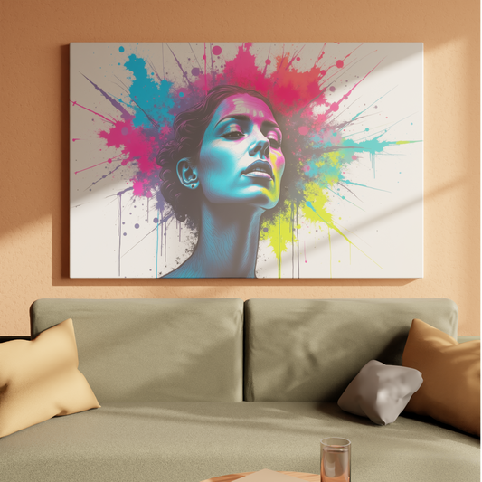 Chromatic Explosion Behind Blue Muse